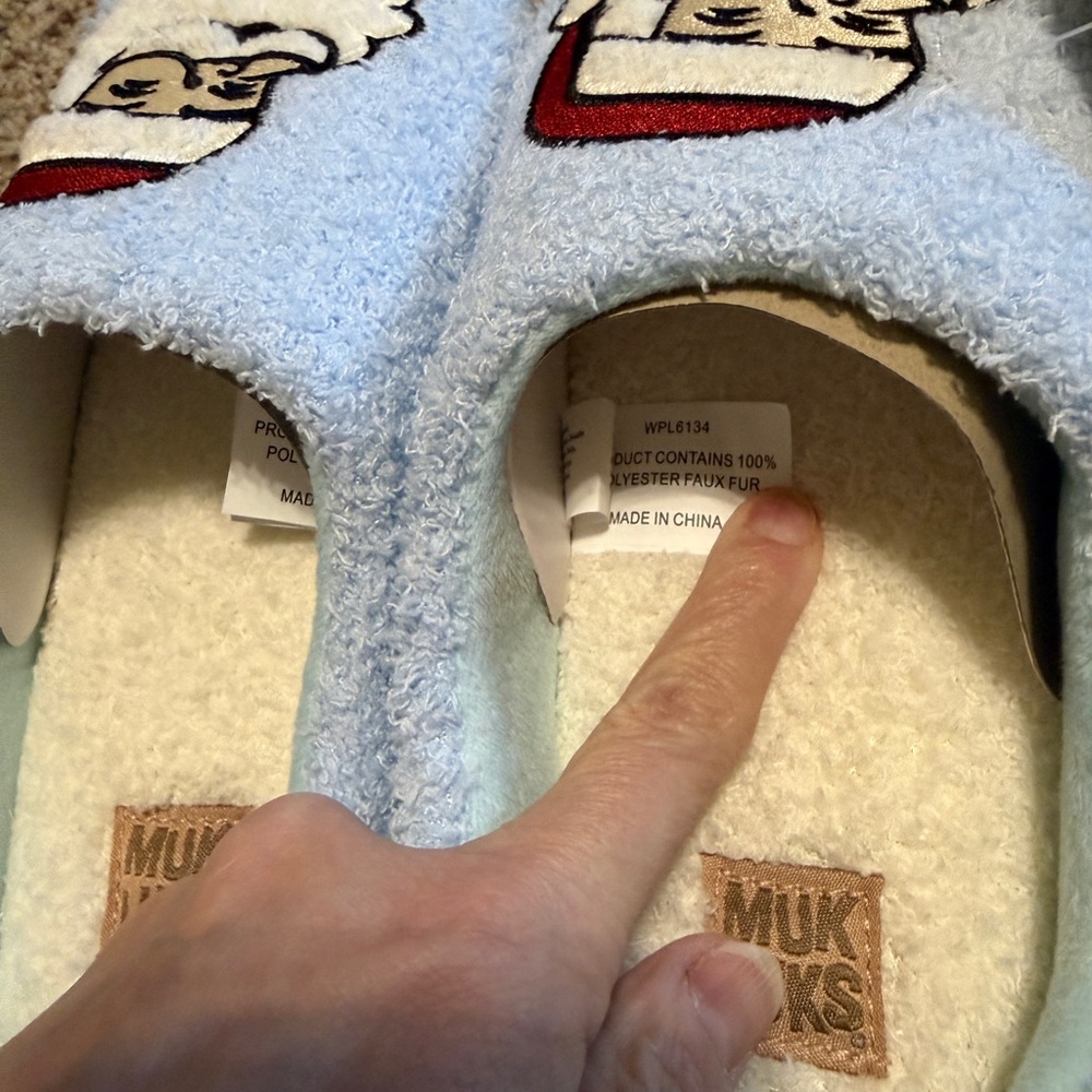 Muk Luks Christmas Light Blue Slippers Womens M 7-8 NWT - Picture 3 of 6